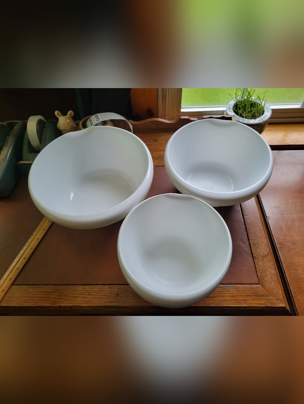 3 White Nesting Mixing Bowls Made In USA